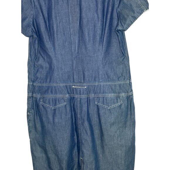 Sportsmax Code Womens Denim Dress 12 Pockets Minimalist Quiet Luxury Blue - Picture 8 of 12